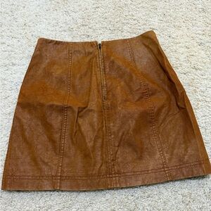 Free People Tan Leather Mini Skirt